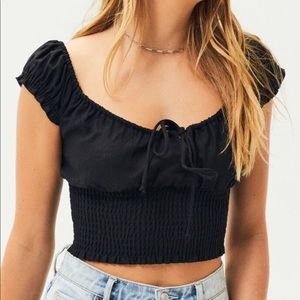 Kendall & Kylie smocked keyhole top
